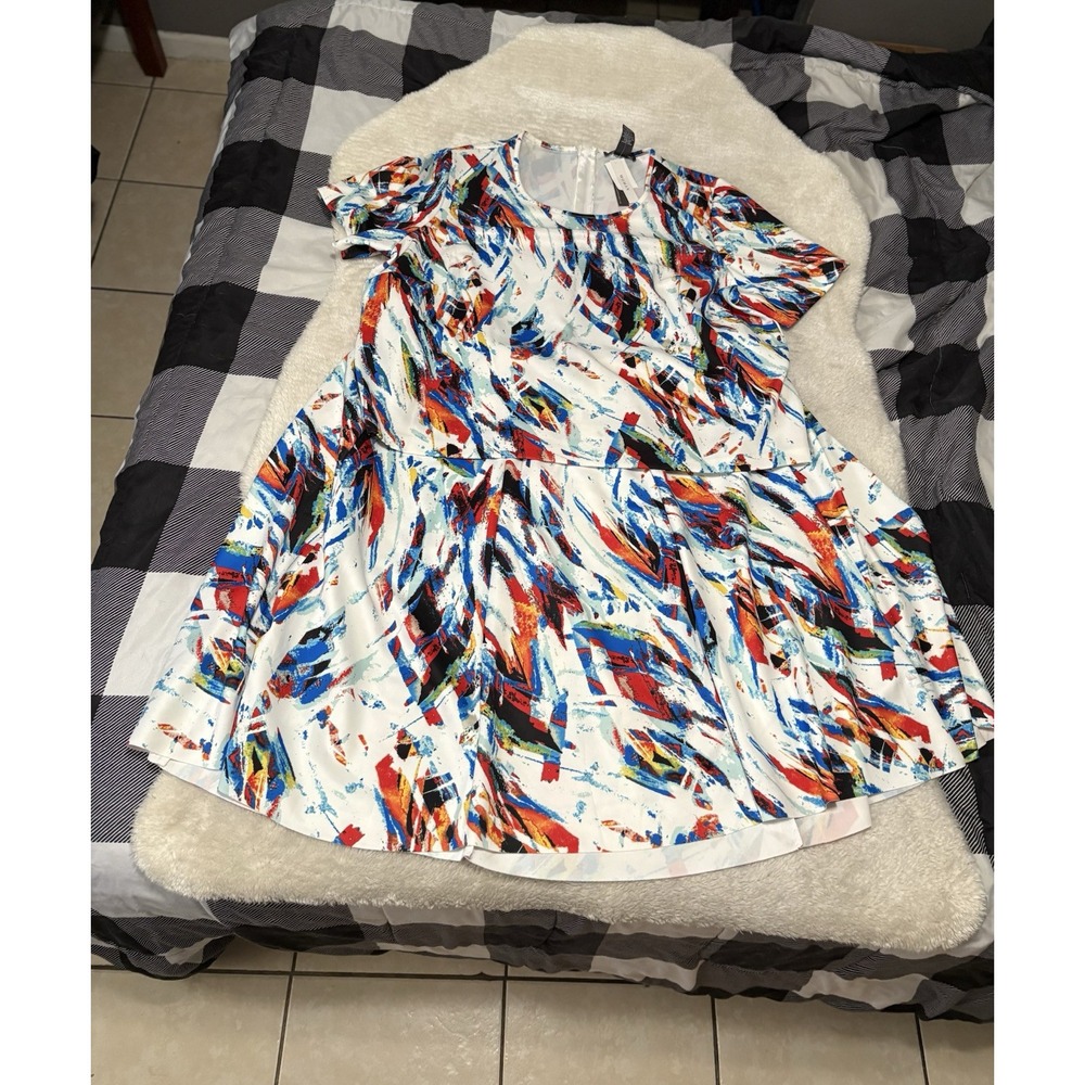 New Chelsea & Theodore Womens 2 Piece Short Sleeve Top & Skirt Plus Size 3X